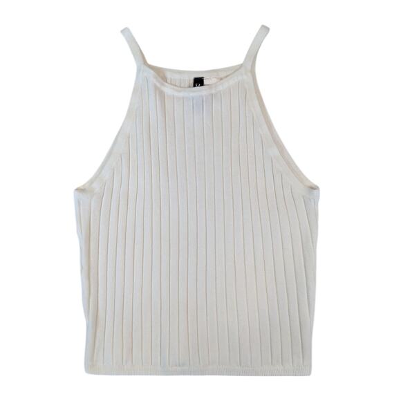 H&M Divided Ribbed Knit High Neck White Tank Top Women’s Small - Picture 3 of 7
